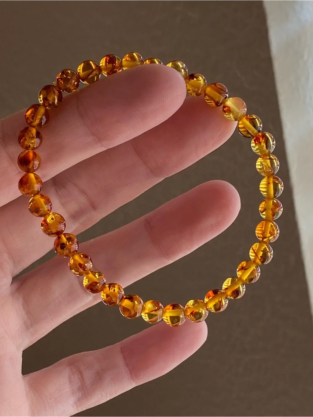 Flower Amber Stretch Bracelet 5.8mm Beads Fits Approximately 7 Inch Wrist